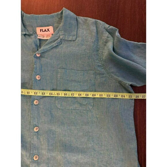 Flax Heathered Turquoise Linen Button Down Tunic Top Size M - Picture 6 of 6